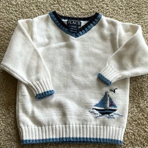The Children’s Place cotton nautical sweater preppy v neck EUC 18 months